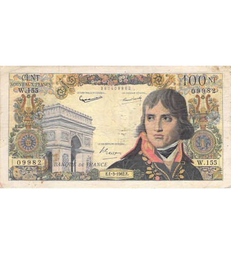 FRANCE, BONAPARTE - 100 NF 01/03/1962 - SÉRIE W.155 - TB