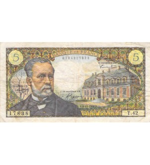 FRANCE, LOUIS PASTEUR - 5 FRANCS 04/11/1966 - SÉRIE T.42 - TB 2