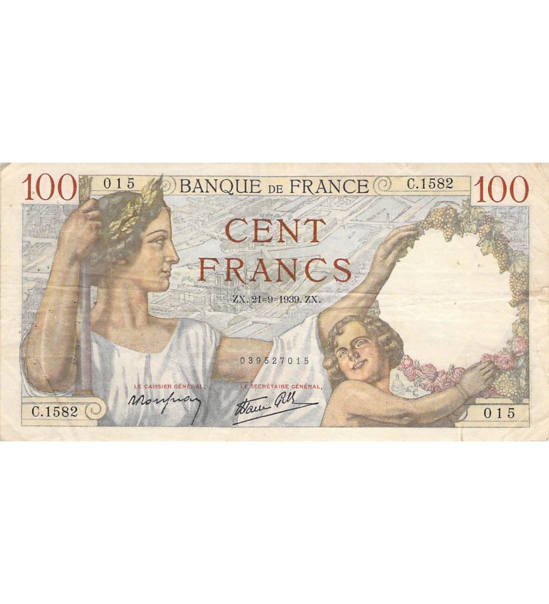 FRANCE - 100 FRANCS SULLY 21/09/1939 - TB+