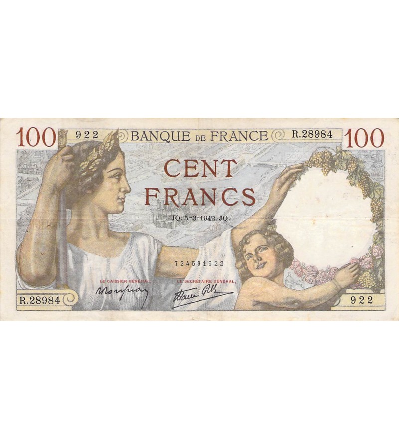 FRANCE - 100 FRANCS SULLY 05/03/1942 - TTB