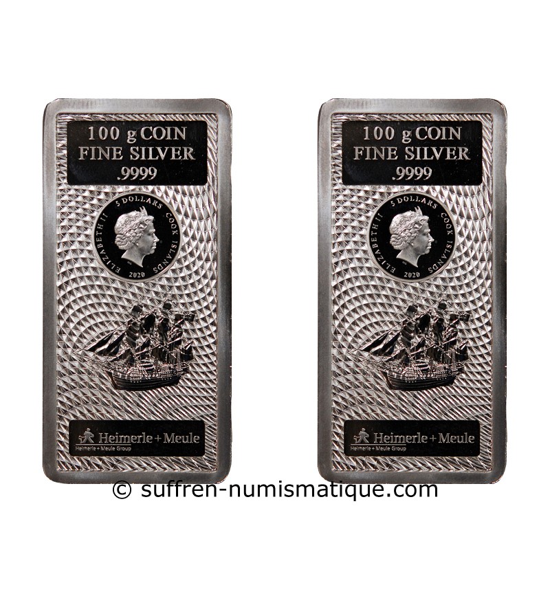 ILES-COOK - 5 DOLLARS / 100 Gr ARGENT 9999