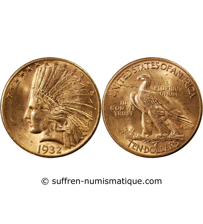 USA, INDIEN - 10 DOLLARS OR 1932 PHILADELPHIE