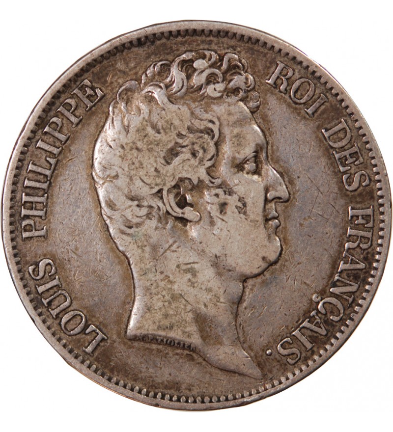 LOUIS PHILIPPE﻿ - 5 FRANCS 1830 A PARIS "Tiolier sans le I, Tr relief", RARE