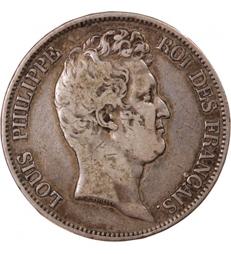 LOUIS PHILIPPE﻿ - 5 FRANCS 1830 A PARIS "Tiolier sans le I, Tr relief", RARE