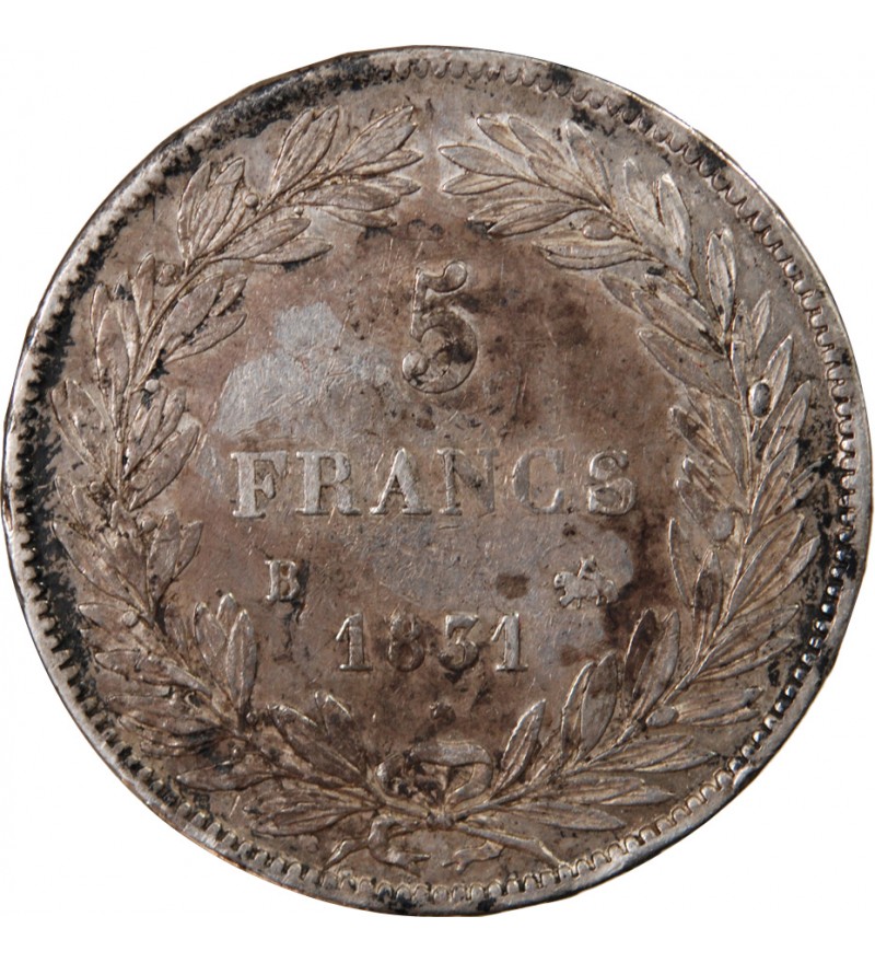 LOUIS PHILIPPE - 5 FRANCS 1831 B ROUEN "Tranche en Relief"