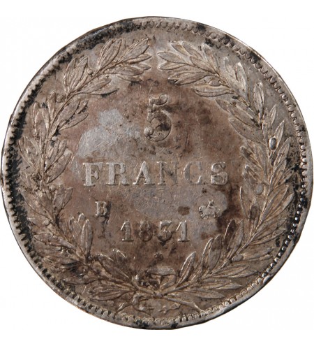 LOUIS PHILIPPE - 5 FRANCS 1831 B ROUEN "Tranche en Relief"