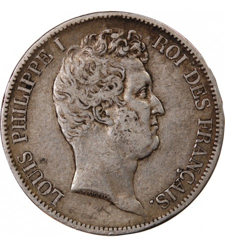 LOUIS PHILIPPE - 5 FRANCS 1831 H LA ROCHELLE "Tranche en creux"