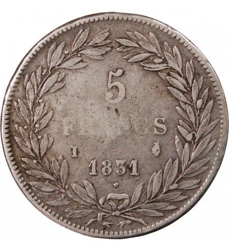 LOUIS PHILIPPE - 5 FRANCS 1831 I LIMOGES "Tranche en creux"
