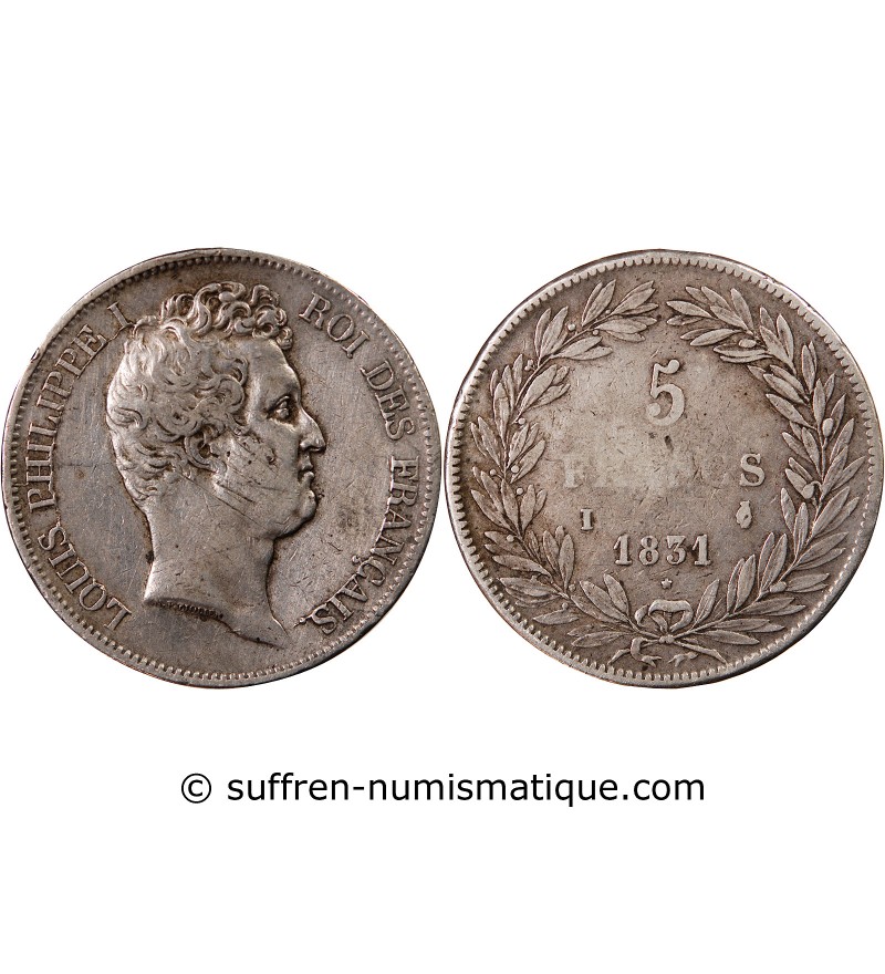 LOUIS PHILIPPE - 5 FRANCS 1831 I LIMOGES "Tranche en creux"