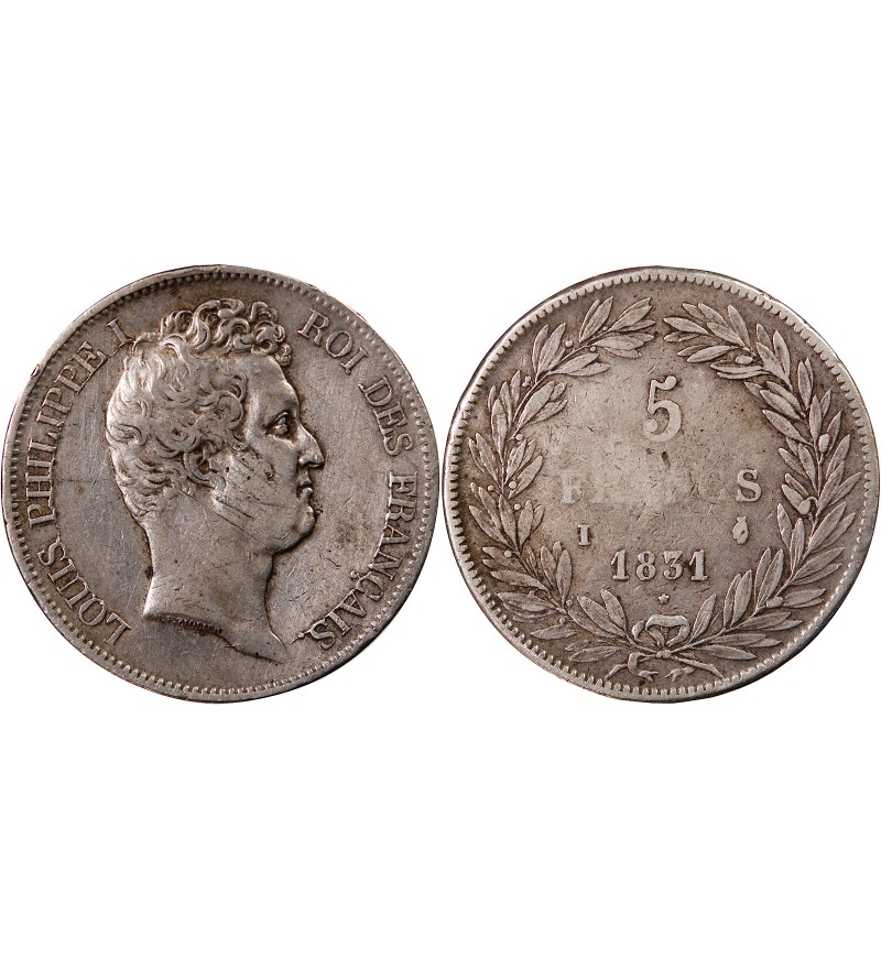 LOUIS PHILIPPE - 5 FRANCS 1831 I LIMOGES "Tranche en creux"