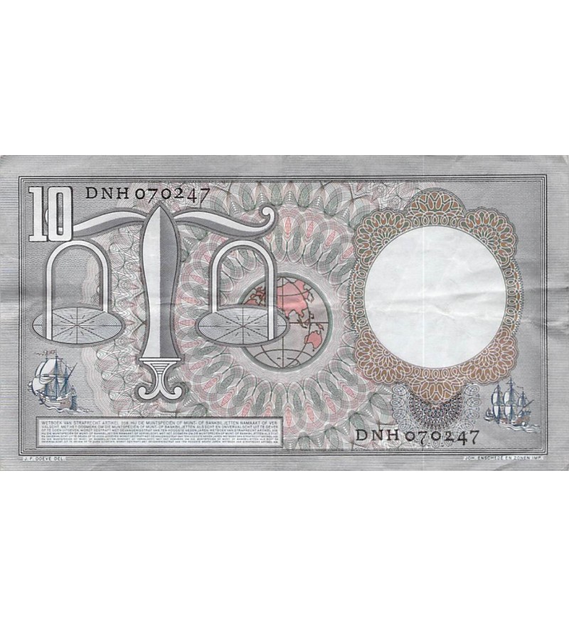 PAYS-BAS, HUGO DE GROOT - 10 GULDEN 23/03/1953