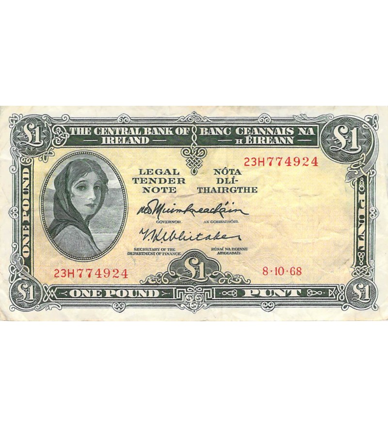 IRLANDE, LADY LAVERY - 1 POUND 08/10/1968