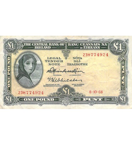 IRLANDE, LADY LAVERY - 1 POUND 08/10/1968