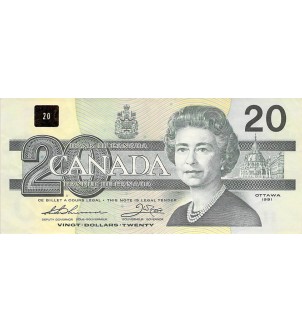 CANADA, ELISABETH II - 20 DOLLARS 1991 OTTAWA 2