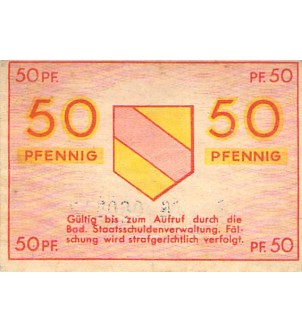 ALLEMAGNE, BADE, OCCUPATION FRANCAISE - 50 PFENNIG 1947