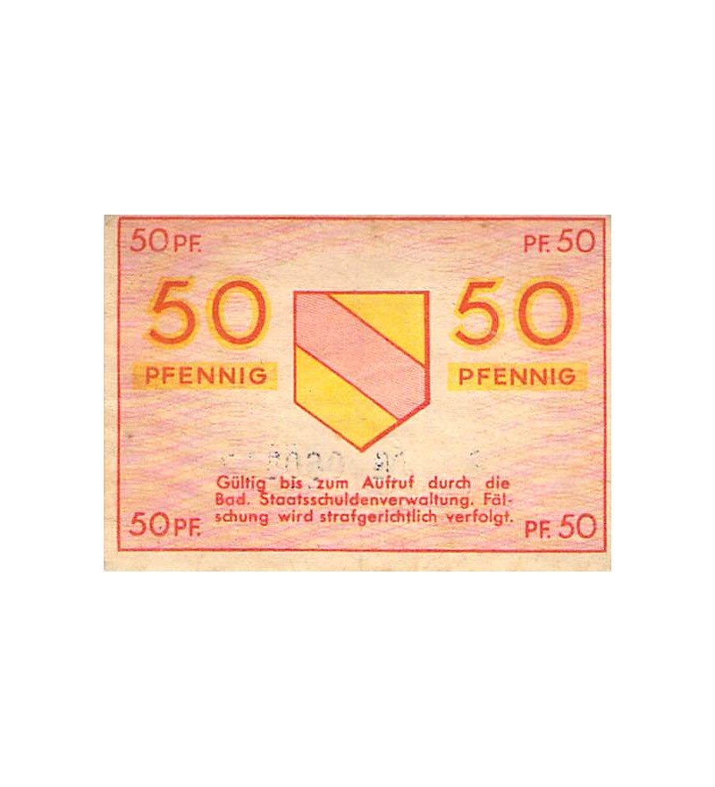 ALLEMAGNE, BADE, OCCUPATION FRANCAISE - 50 PFENNIG 1947