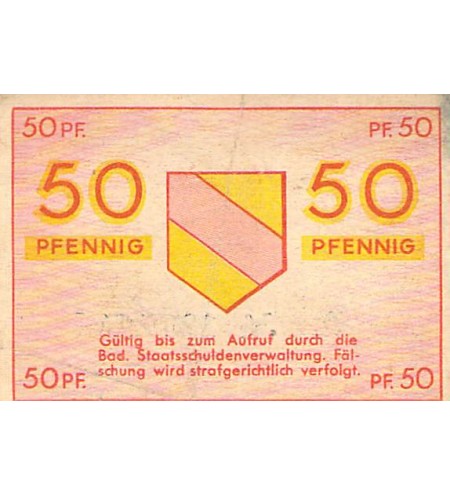 ALLEMAGNE, BADE, OCCUPATION FRANCAISE - 50 PFENNIG 1947