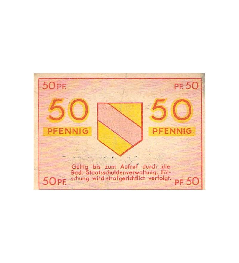 ALLEMAGNE, BADE, OCCUPATION FRANCAISE - 50 PFENNIG 1947