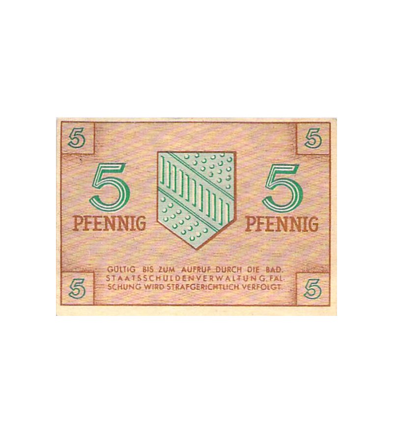 ALLEMAGNE, BADE, OCCUPATION FRANCAISE - 5 PFENNIG 1947