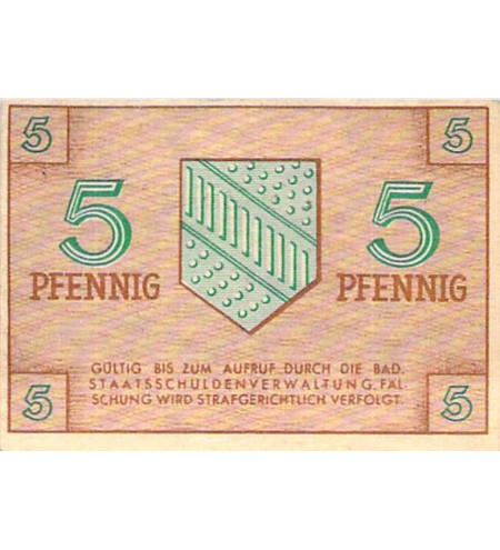 ALLEMAGNE, BADE, OCCUPATION FRANCAISE - 5 PFENNIG 1947