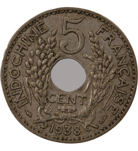 INDOCHINE FRANCAISE - 5 CENTIMES 1938