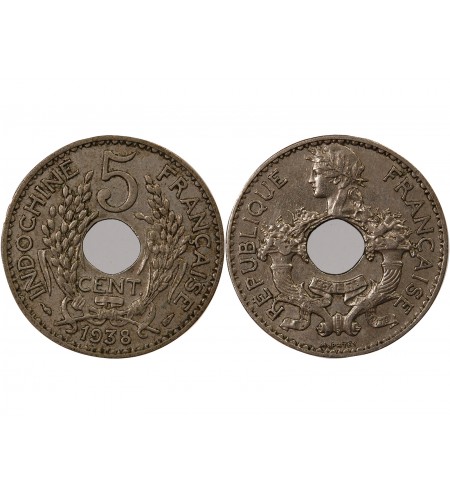 INDOCHINE FRANCAISE - 5 CENTIMES 1938