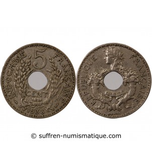 INDOCHINE FRANCAISE - 5 CENTIMES 1938