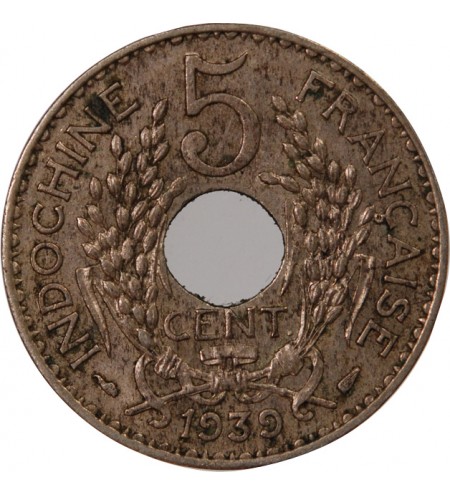 INDOCHINE FRANCAISE - 5 CENTIMES 1939