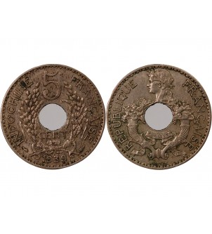 INDOCHINE FRANCAISE - 5 CENTIMES 1939 2