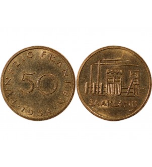 ALLEMAGNE, SARRE - 50 FRANKEN 1954 2