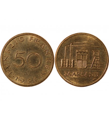 ALLEMAGNE, SARRE - 50 FRANKEN 1954