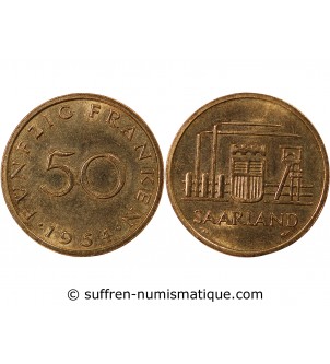 ALLEMAGNE, SARRE - 50 FRANKEN 1954
