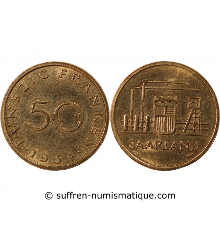 ALLEMAGNE, SARRE - 50 FRANKEN 1954