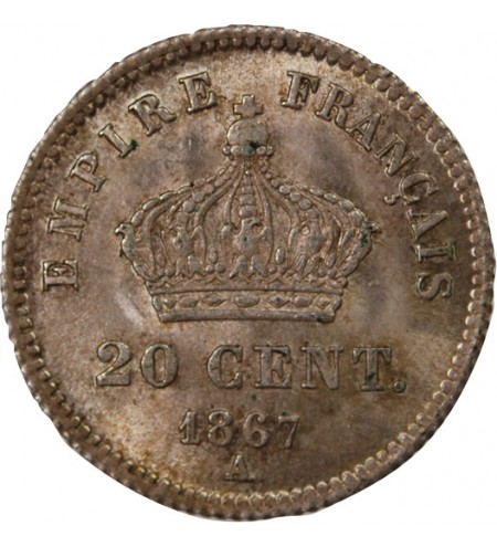 NAPOLEON III - 20 CENTIMES ARGENT 1867 A PARIS