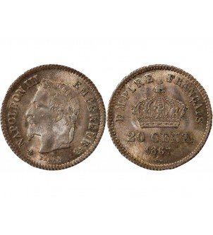 NAPOLEON III - 20 CENTIMES ARGENT 1867 A PARIS 2