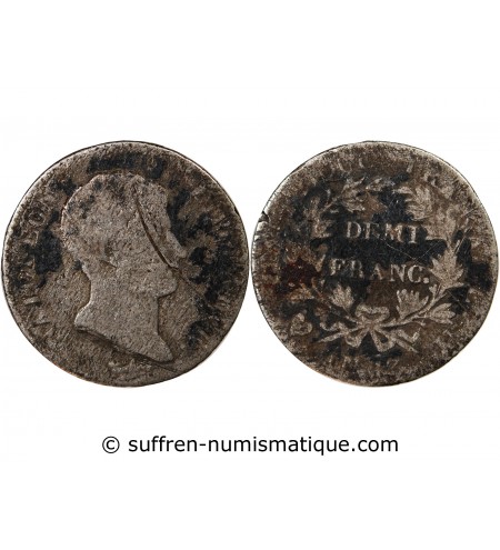 NAPOLEON Ier - 1/2 FRANC ARGENT AN 13 U TURIN RARISSIME