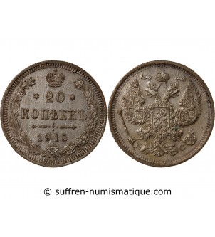 RUSSIE, NICOLAS II - 20 KOPECKS ARGENT 1915 BC