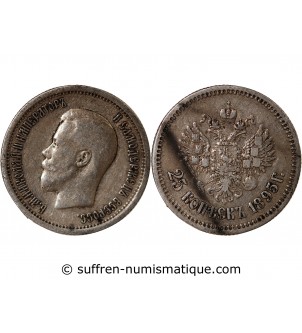 RUSSIE, NICOLAS II - 25 KOPECKS ARGENT 1895