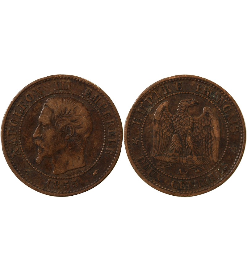 NAPOLEON III, TÊTE NUE - 2 CENTIMES 1853 / 1857