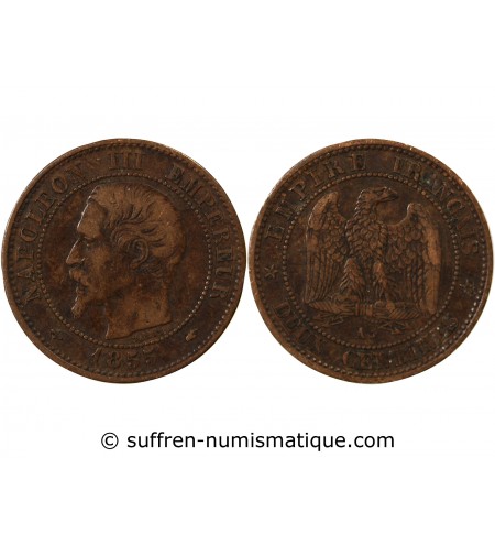 NAPOLEON III, TÊTE NUE - 2 CENTIMES 1853 / 1857