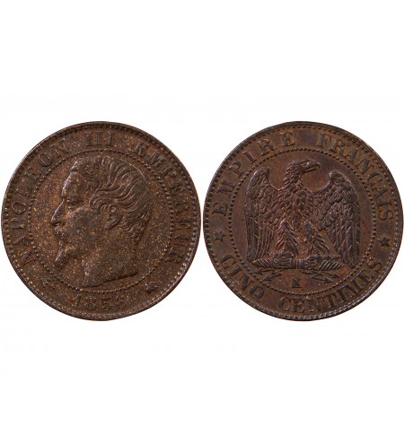 NAPOLEON III, TÊTE NUE - 5 CENTIMES 1853 / 1857