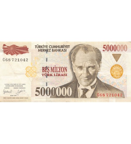TURQUIE, ATATÜRK - 5000000 LIRES 1997