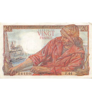 FRANCE - 20 FRANCS PÊCHEUR 24/09/1942 - SÉRIE F.44 - TTB