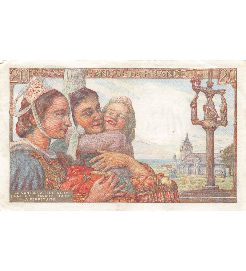 FRANCE - 20 FRANCS PÊCHEUR 24/09/1942 - SÉRIE F.44 - TTB