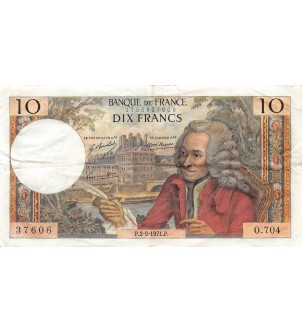 FRANCE - 10 FRANCS VOLTAIRE 02/09/1971 - SÉRIE 0.704 - TB+ 2