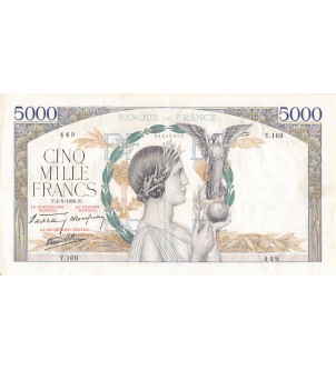 FRANCE, VICTOIRE - 5000 FRANCS 04/05/1939 - SERIE Y.169 - TTB+ 2