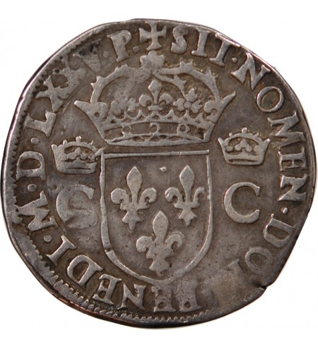 HENRI III, AU NOM DE CHARLES IX - TESTON ARGENT 1575 M TOULOUSE