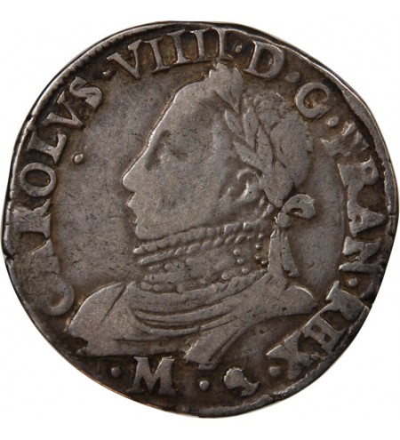 HENRI III, AU NOM DE CHARLES IX - TESTON ARGENT 1575 M TOULOUSE