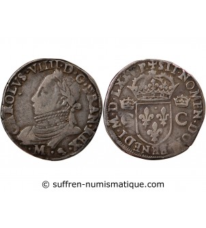 HENRI III, AU NOM DE CHARLES IX - TESTON ARGENT 1575 M TOULOUSE