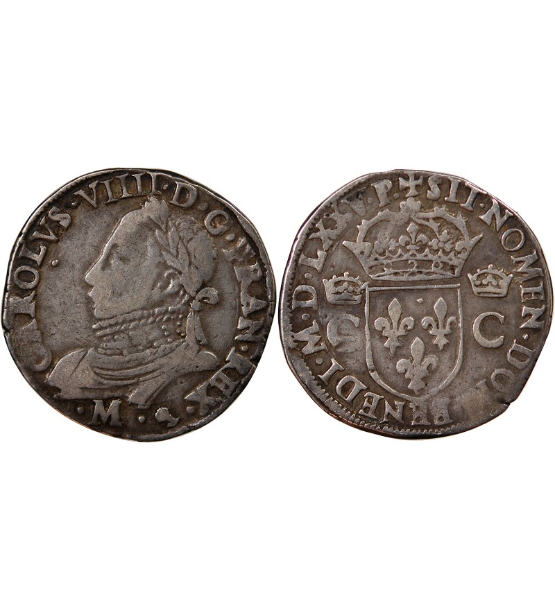 HENRI III, AU NOM DE CHARLES IX - TESTON ARGENT 1575 M TOULOUSE